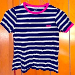 VANS skateboard striped pink black small crop top
